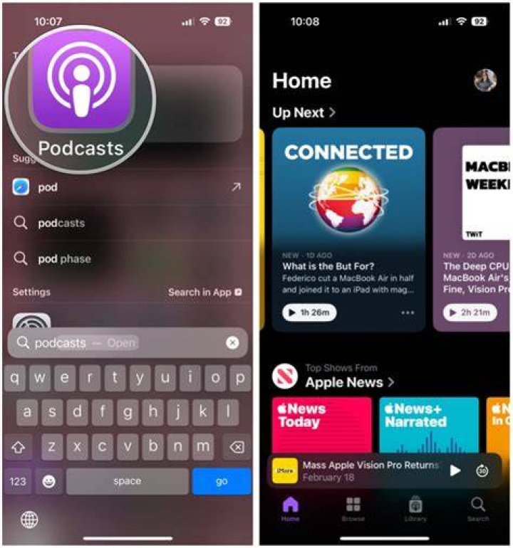 How do I open podcasts?